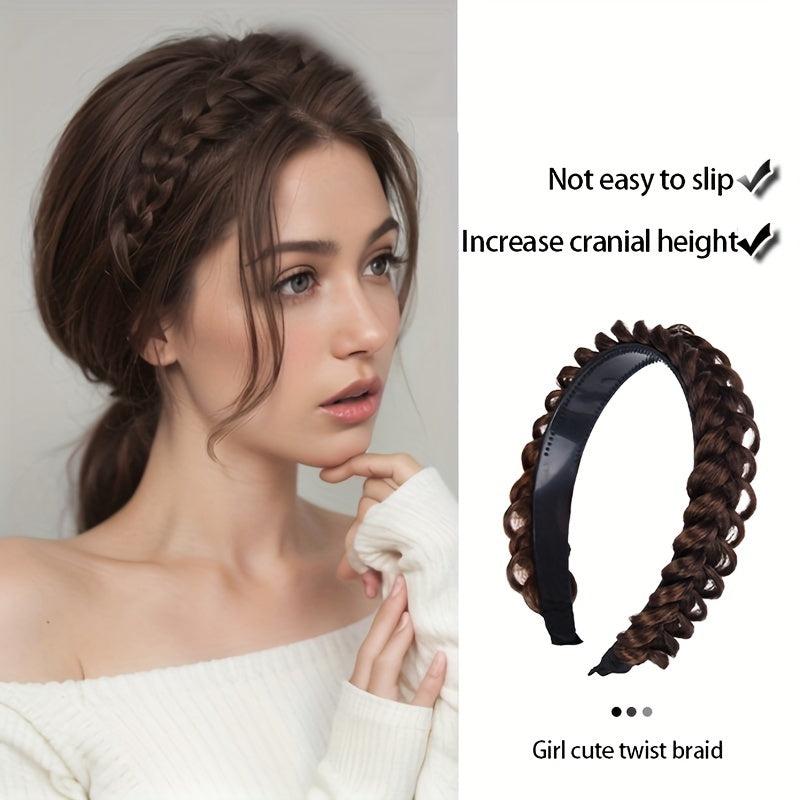Twist Braided Headband Wide Hair Chunky Plaited Synthetic Braids Hairpiece