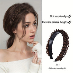Twist Braided Headband Wide Hair Chunky Plaited Synthetic Braids Hairpiece
