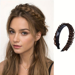 Twist Braided Headband Wide Hair Chunky Plaited Synthetic Braids Hairpiece