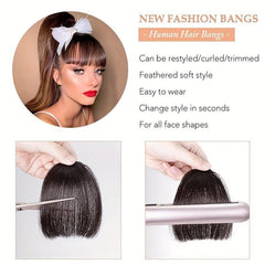 Clip In Air Bangs 100% Human Hair Natural Looking Straight Hair Bangs for Women