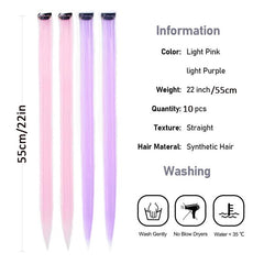 10 Pcs Ombre Purple Clip-In Extensions 55-88 Cm Synthetic Colorful