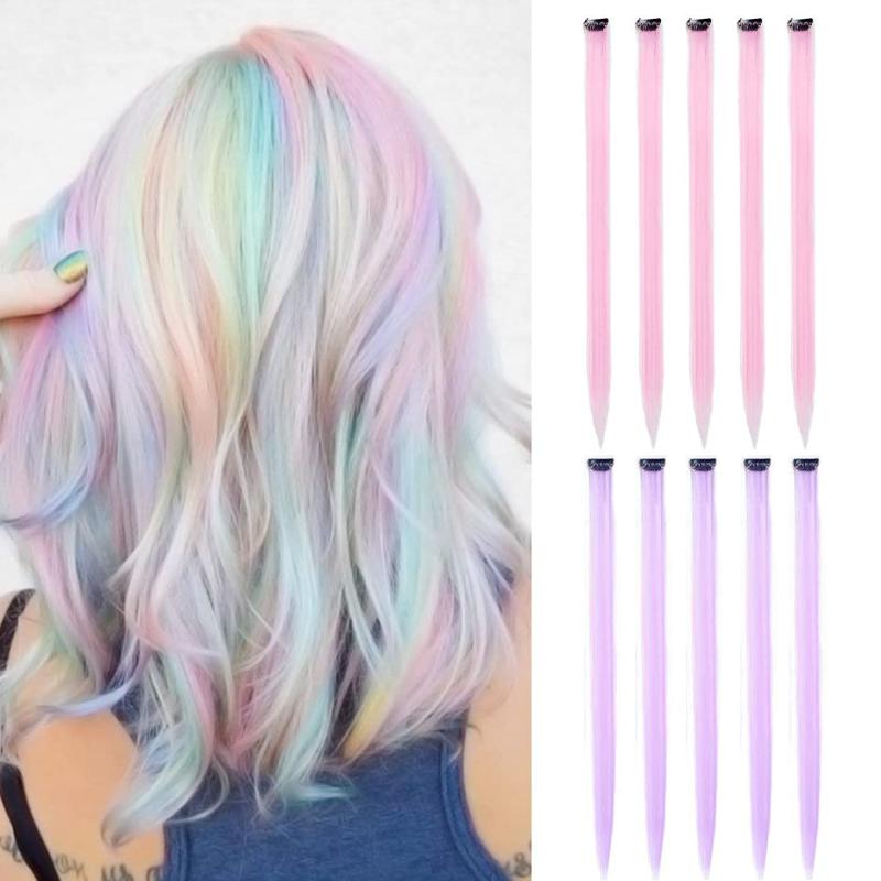 10 Pcs Ombre Purple Clip-In Extensions 55-88 Cm Synthetic Colorful