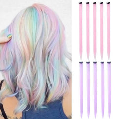 10 Pcs Ombre Purple Clip-In Extensions 55-88 Cm Synthetic Colorful