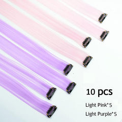 10 Pcs Ombre Purple Clip-In Extensions 55-88 Cm Synthetic Colorful