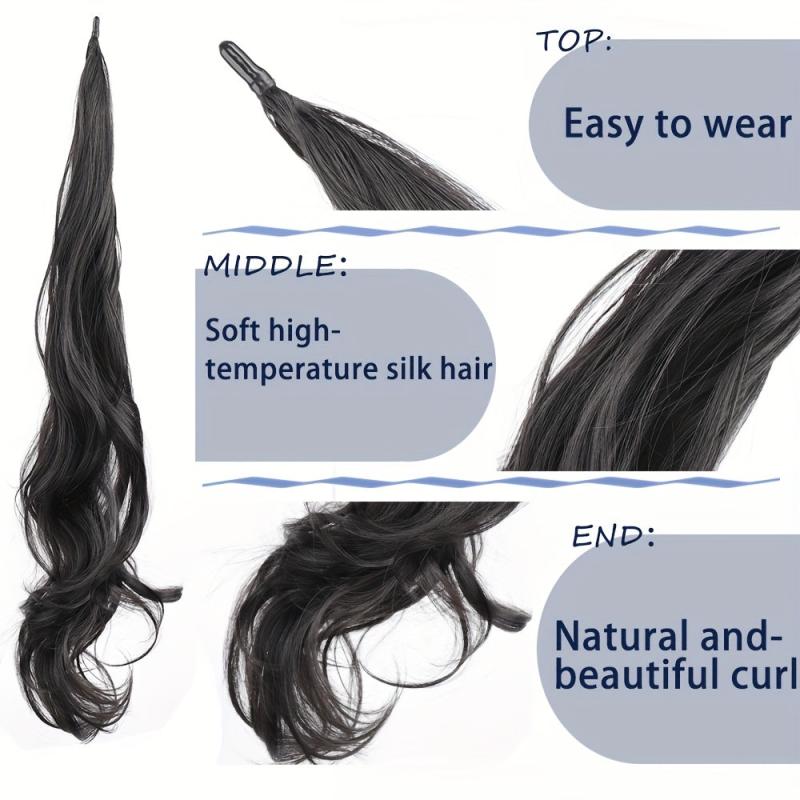 76 2 Cm I tip Elastic Wrap Ponytail Extension Long Curly Wavy Synthetic