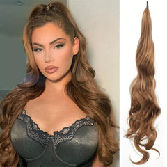 76 2 Cm I tip Elastic Wrap Ponytail Extension Long Curly Wavy Synthetic