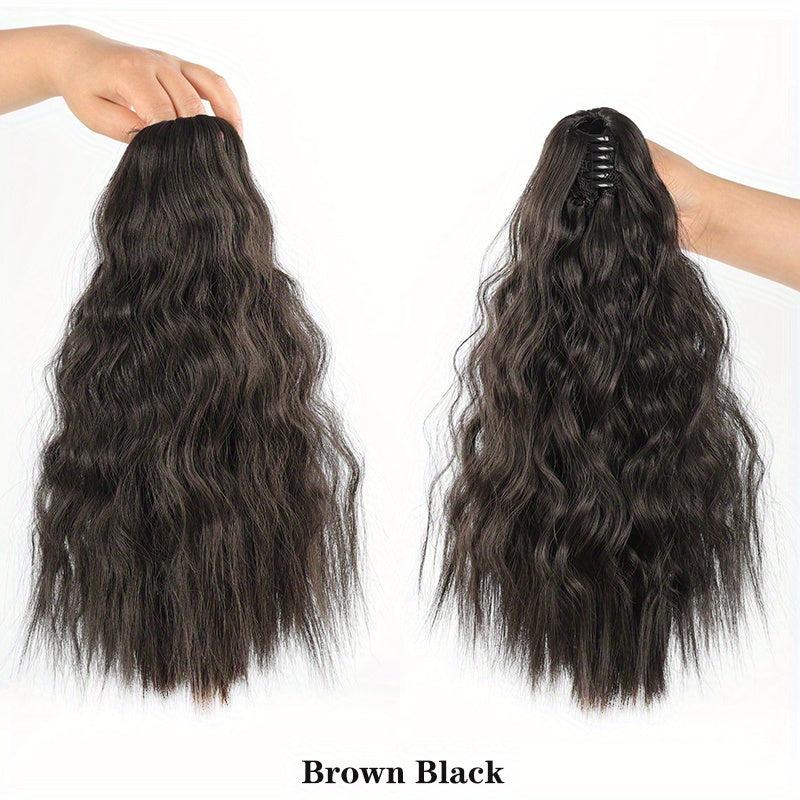 Short Wavy Corn Ponytail Extensions for Women Girls