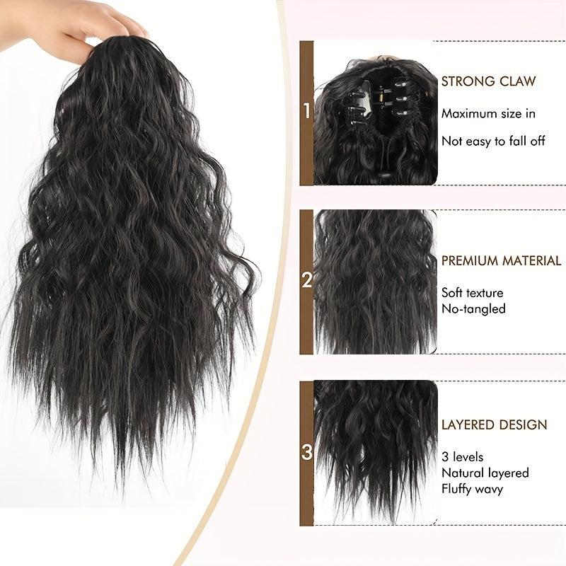 Short Wavy Corn Ponytail Extensions for Women Girls