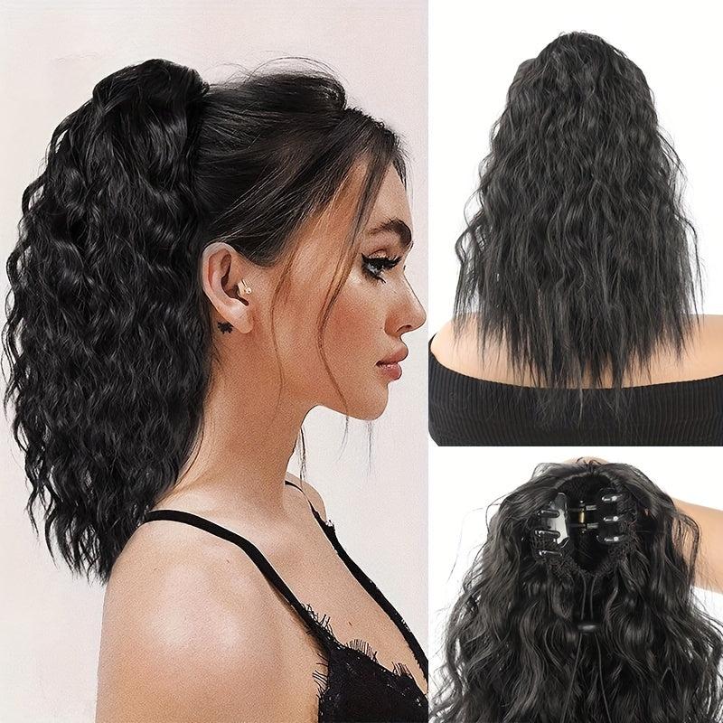Short Wavy Corn Ponytail Extensions for Women Girls