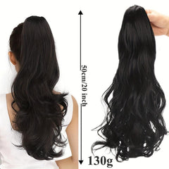 Long Curly Wavy Ponytail Hair Extensions Jaw Claw In Synthetic Fiber Hair Piece