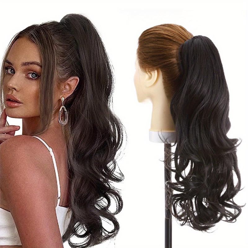Long Curly Wavy Ponytail Hair Extensions Jaw Claw In Synthetic Fiber Hair Piece