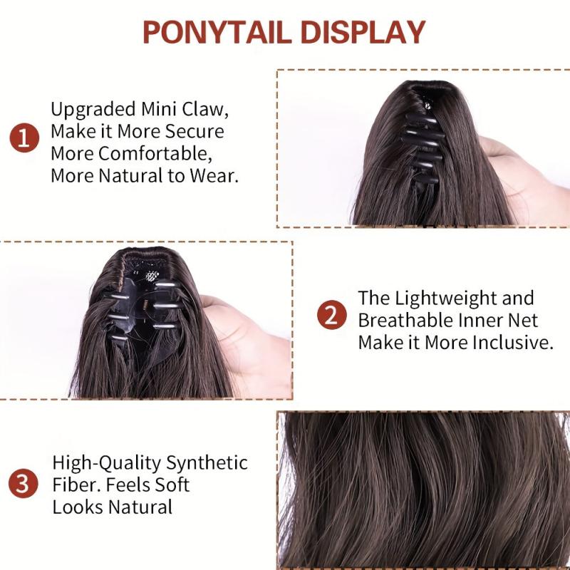 Long Curly Wavy Ponytail Hair Extensions Jaw Claw In Synthetic Fiber Hair Piece