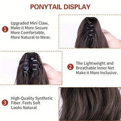 Long Curly Wavy Ponytail Hair Extensions Jaw Claw In Synthetic Fiber Hair Piece