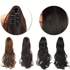 Long Curly Wavy Ponytail Hair Extensions Jaw Claw In Synthetic Fiber Hair Piece