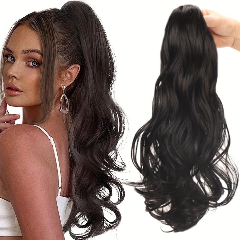 Long Curly Wavy Ponytail Hair Extensions Jaw Claw In Synthetic Fiber Hair Piece