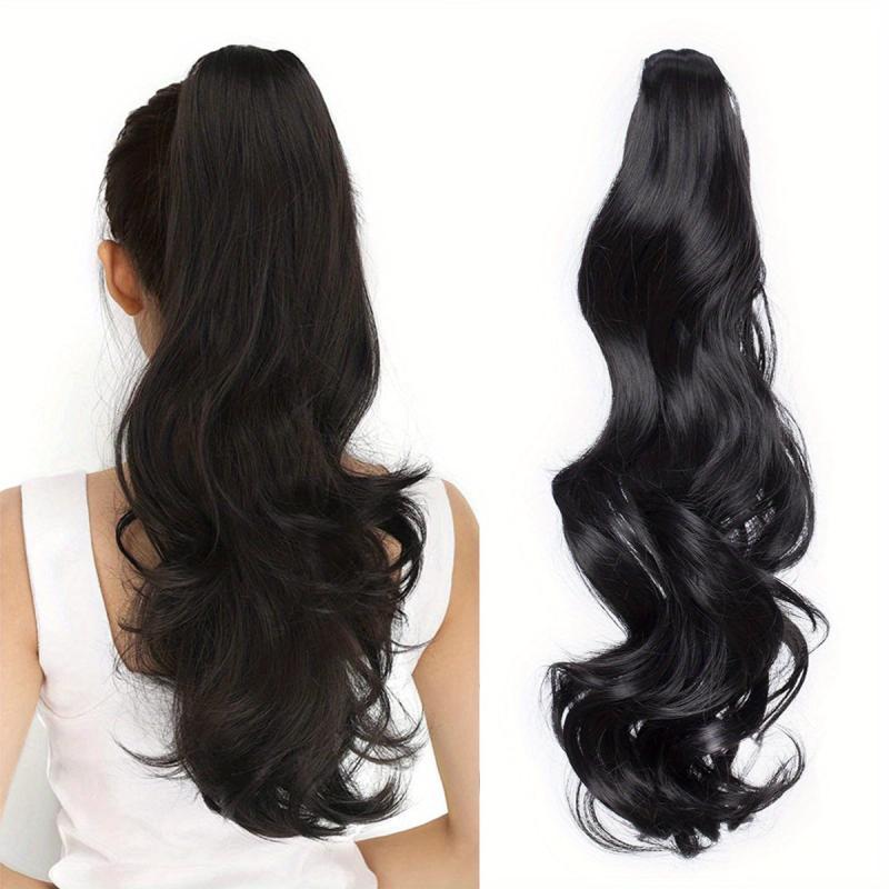 Long Curly Wavy Ponytail Hair Extensions Jaw Claw In Synthetic Fiber Hair Piece