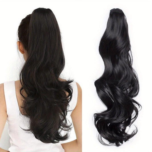 Long Curly Wavy Ponytail Hair Extensions Jaw Claw In Synthetic Fiber Hair Piece