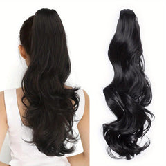 Long Curly Wavy Ponytail Hair Extensions Jaw Claw In Synthetic Fiber Hair Piece