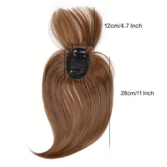 Invisible Straight Wig with Bangs Clip In Hair Topper Natural Look