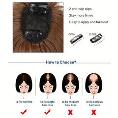 Invisible Straight Wig with Bangs Clip In Hair Topper Natural Look