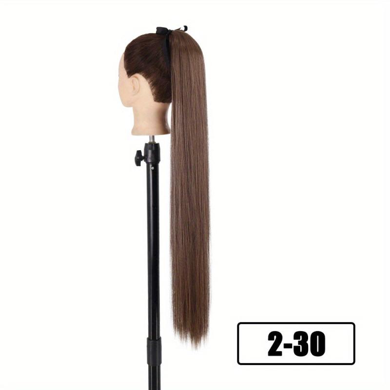 Synthetic Long Straight Ponytail Brown Hair Extension Woman