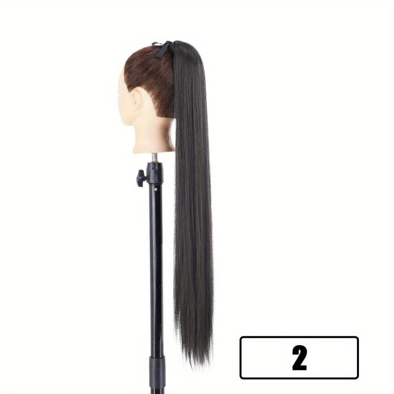 Synthetic Long Straight Ponytail Brown Hair Extension Woman