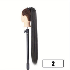 Synthetic Long Straight Ponytail Brown Hair Extension Woman
