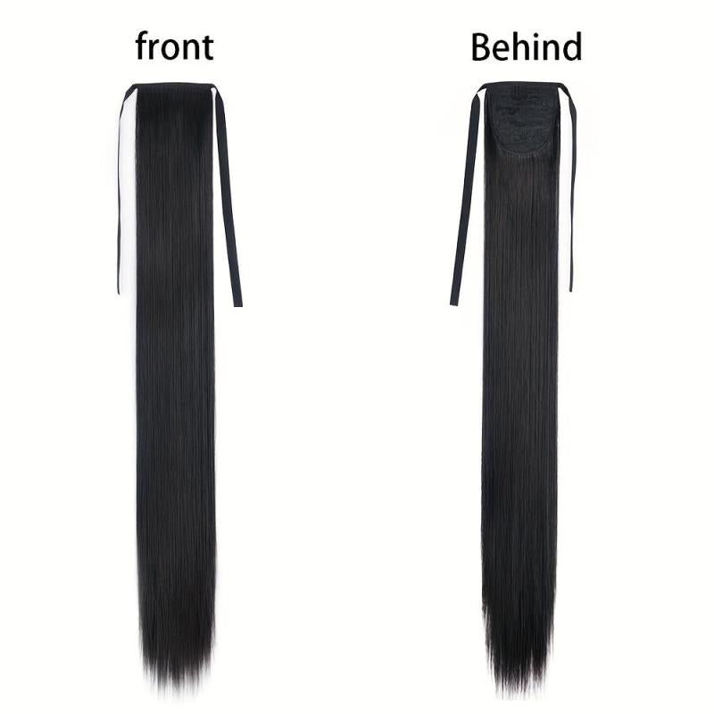 Synthetic Long Straight Ponytail Brown Hair Extension Woman
