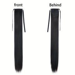 Synthetic Long Straight Ponytail Brown Hair Extension Woman
