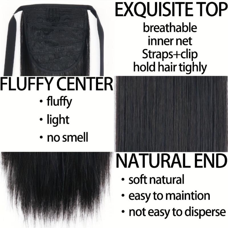 Synthetic Long Straight Ponytail Brown Hair Extension Woman