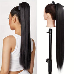 Synthetic Long Straight Ponytail Brown Hair Extension Woman