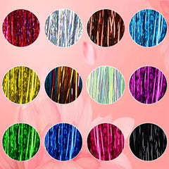 12pcs Glitter Clip On Hair Tinsel Kit for Women Girls - Parties Holidays Cosplay