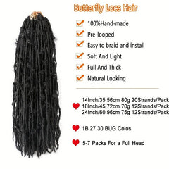 Butterfly Locs Hair Extensions 35cm-56cm Soft Messy Crochet Hair