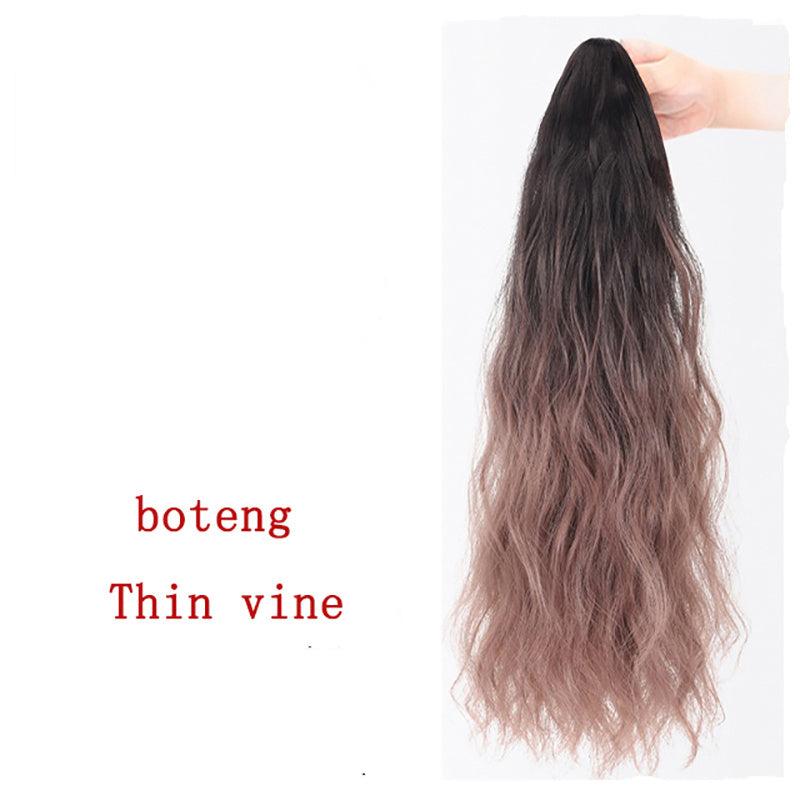 Water Wave Ponytail Wig Synthetic Grey Hair Extension