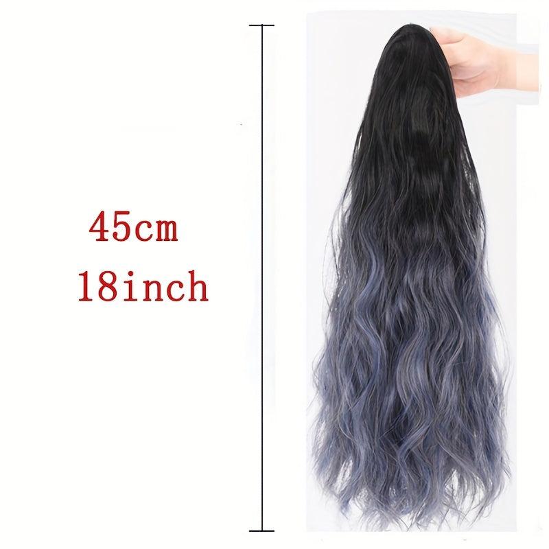 Water Wave Ponytail Wig Synthetic Grey Hair Extension
