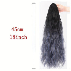 Water Wave Ponytail Wig Synthetic Grey Hair Extension