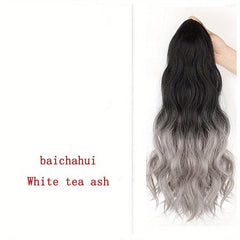 Water Wave Ponytail Wig Synthetic Grey Hair Extension