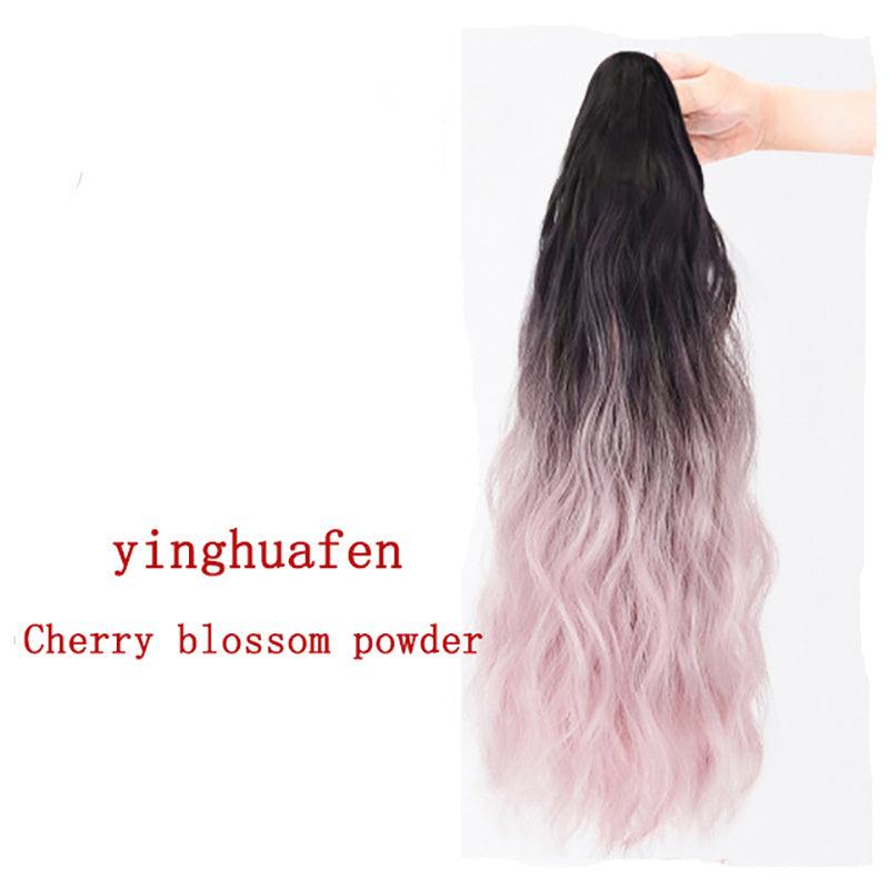 Water Wave Ponytail Wig Synthetic Grey Hair Extension