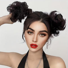 Brown Messy Bun Hair Piece Curly Extensions Ponytail Scrunchies Wrap