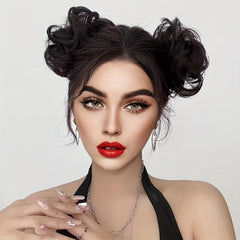 Brown Messy Bun Hair Piece Curly Extensions Ponytail Scrunchies Wrap