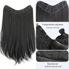45 72 Cm V Shaped Hair Extensions Clip In Synthetic Fiber Straight Hair