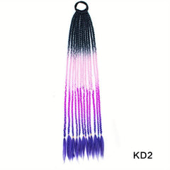 Rainbow Braided Wig Hair Extensions for Women/Girls
