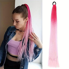 Rainbow Braided Wig Hair Extensions for Women/Girls