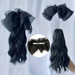 Detachable Bowknot Clip Ponytail Extensions Synthetic Hair 40-64 cm