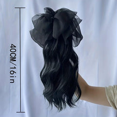 Detachable Bowknot Clip Ponytail Extensions Synthetic Hair 40-64 cm