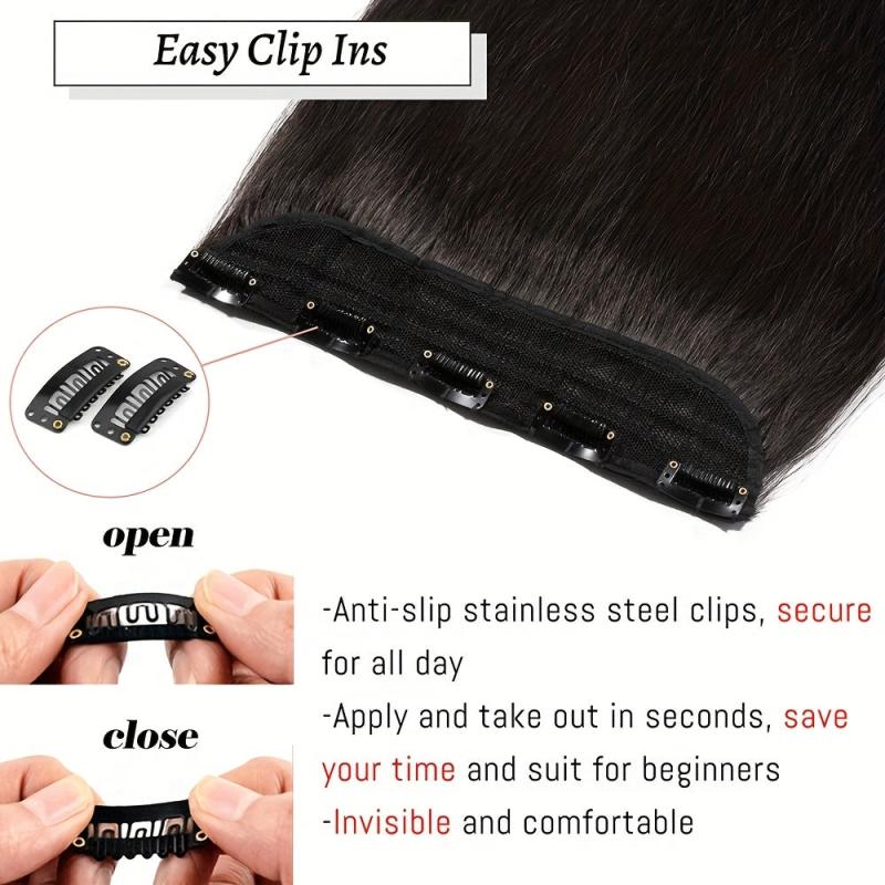 100% Human Hair Clip In Extensions 5 Clips Natural Straight Hair for Women