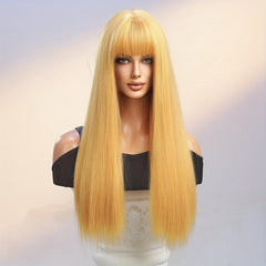 66 04 Cm Brown Wig With Highlights Long Straight Hair Replacement Wig