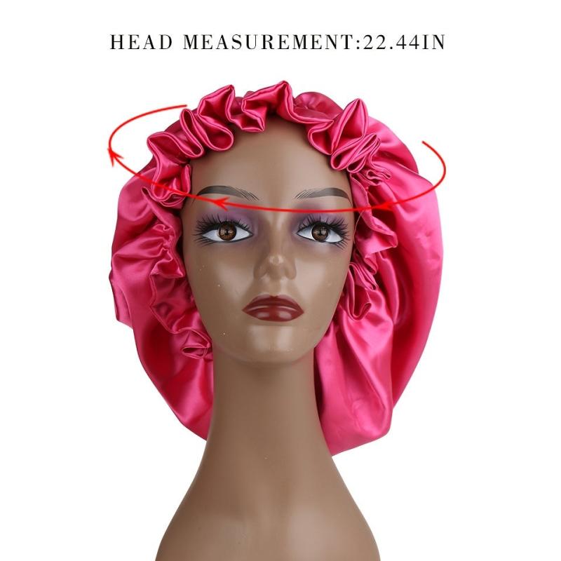 Double Layer Silk Satin Bonnet for Women Large Size Sleep Cap