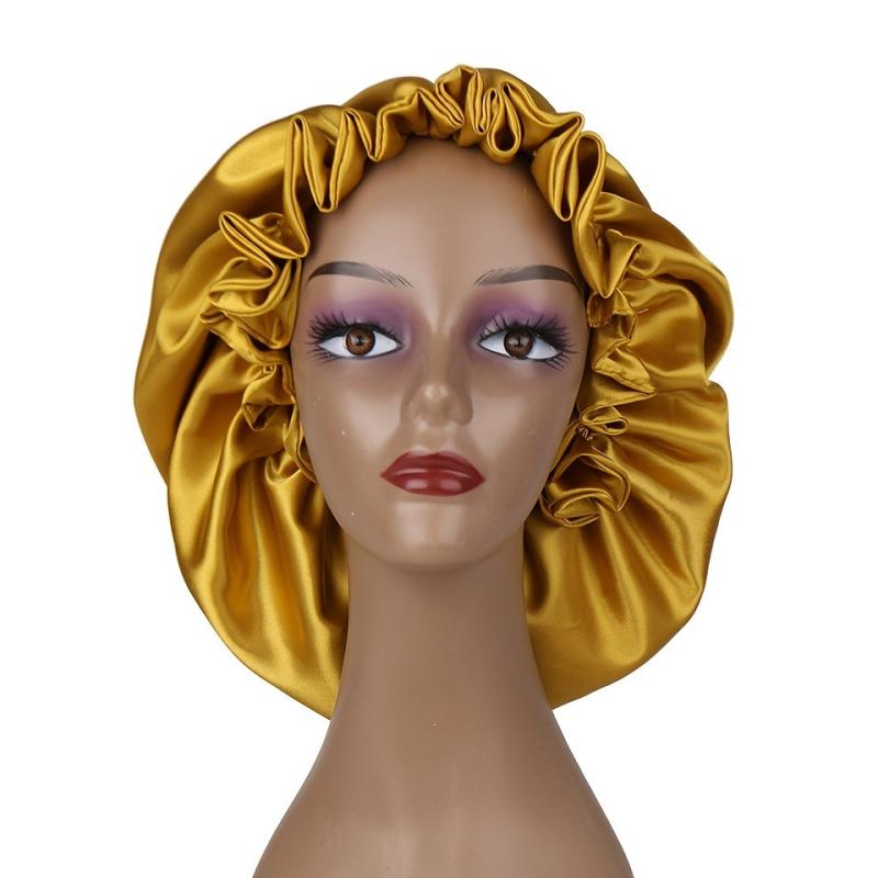 Double Layer Silk Satin Bonnet for Women Large Size Sleep Cap