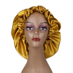 Double Layer Silk Satin Bonnet for Women Large Size Sleep Cap